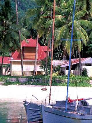 Colorful Sailboats at Harbor, Seychelles