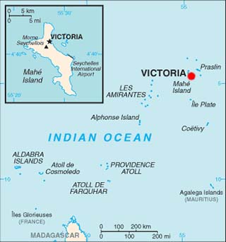 Seychelles latitude and longitude map