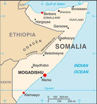 Somalia latitude and longitude map