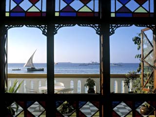 Dhow Through Window, Zanzibar, Tanzania