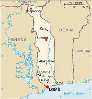 Togo latitude and longitude map