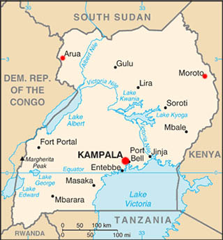 Uganda latitude and longitude map