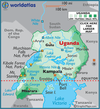 map of Uganda