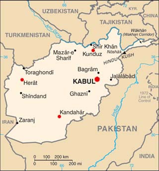 Afghanistan latitude and longitude map
