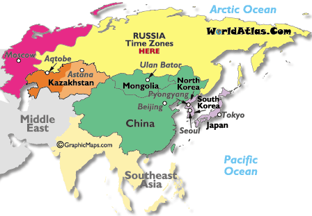 World Time Zones  on Asia North Asia Time Zones Map