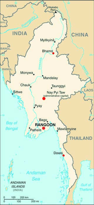 Burma latitude and longitude map