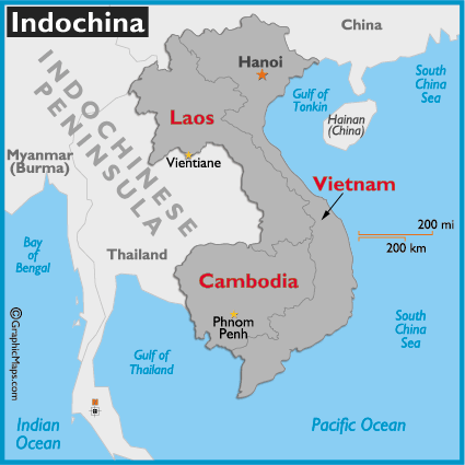 map of cambodia and laos. Indochina Map, Cambodia