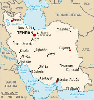 Iran latitude and longitude map