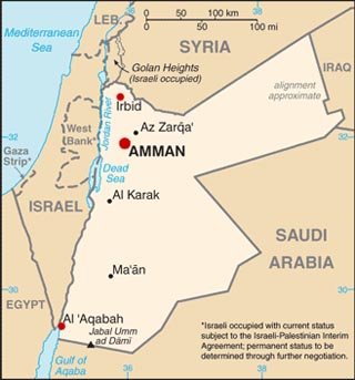 Jordan latitude and longitude map
