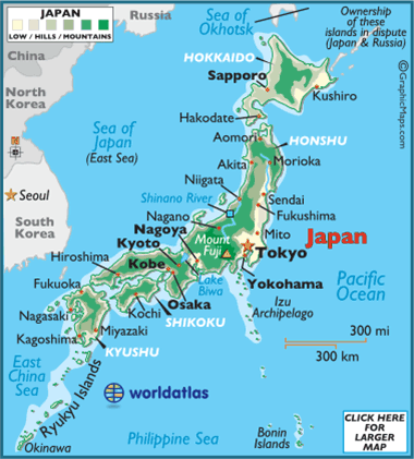 World  Countries on Map Of Japan   Japan Map   World Atlas