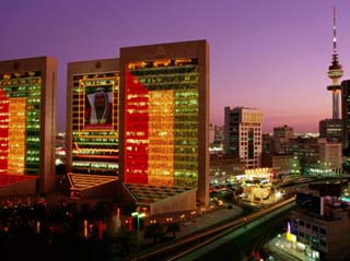Kuwait City Skyline Lit Up in Month Leading Up to National Liberation Days in February, Kuwait