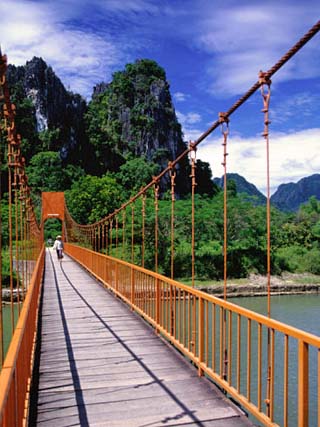 Footbridge Over Nam Sot River, Vang Vieng, Laos