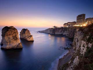 Lebanon, Beirut, the Corniche, Pigeon Rocks