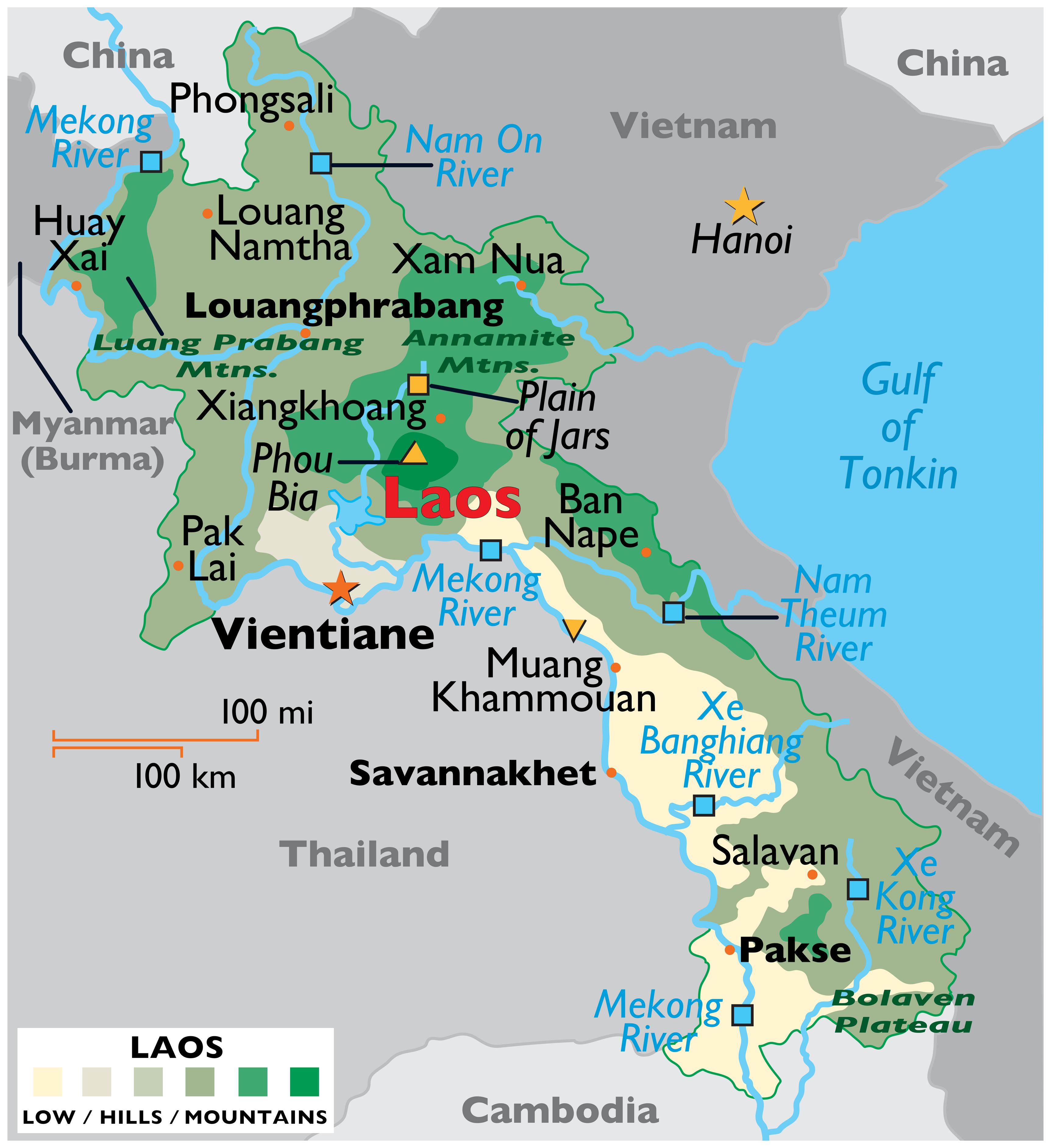 Laos Zip Line Map