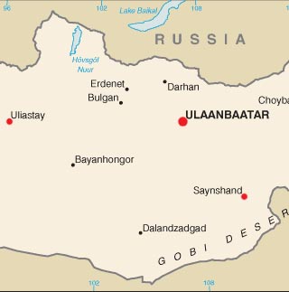 Mongolia latitude and longitude map