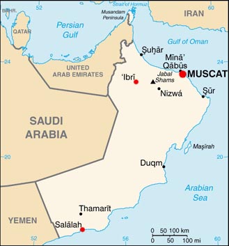 Oman latitude and longitude map