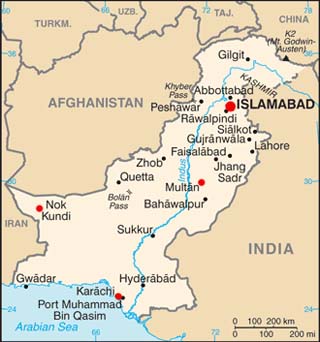 Pakistan latitude and longitude map