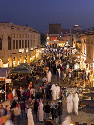 The Restored Souq Waqif with Mud Rendered Shops and Exposed Timber Beams, Doha, Qatar, Middle East