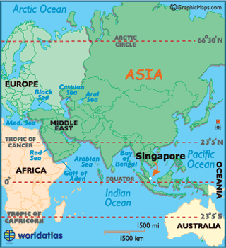 World  Latitude Longitude on Asian Maps  Asia Maps Singapore Map Information   World Atlas