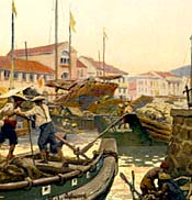 Singapore harbor scene