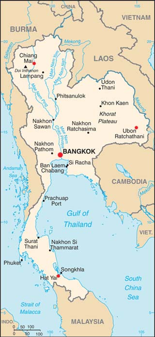 Thailand latitude and longitude map
