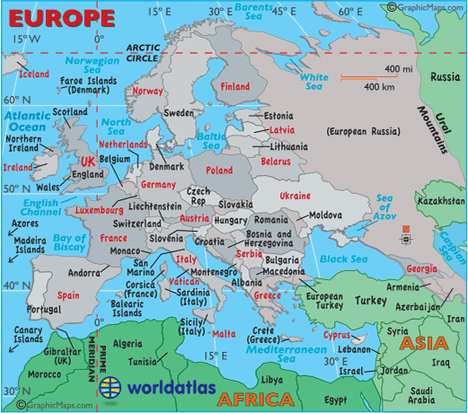 Map Of Europe With Countries