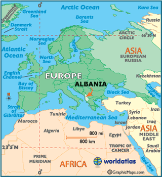 locator map of Albania