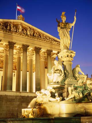 Statue in Front of the Parliament Buildings in Vienna, Austria