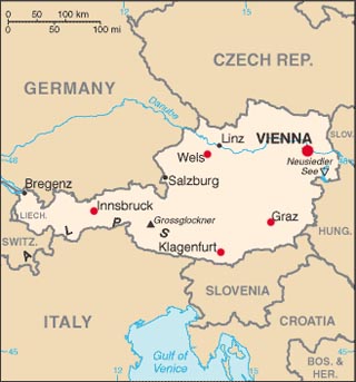 Austria latitude and longitude map