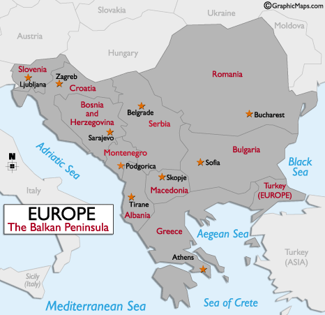 Physical   World on World Map Europe Map Of Balkan Peninsula