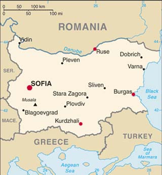 Bulgaria latitude and longitude map