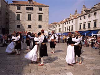 Tourist Board Folk Dancers in Lusa Square, Dubrovnik, Dalmatia, Croatia