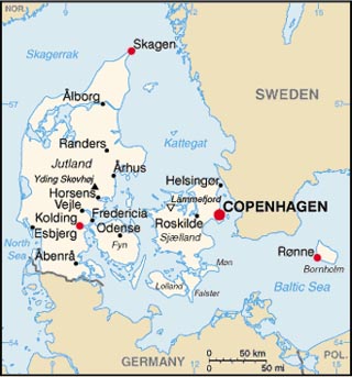 Denmark latitude and longitude map