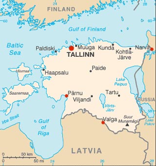 Estonia latitude and longitude map