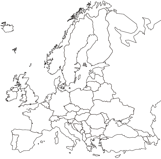 Outline Map of Europe with Countries