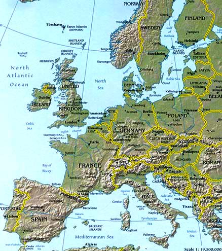 European Mountains europe map / map of europe  facts, geography 