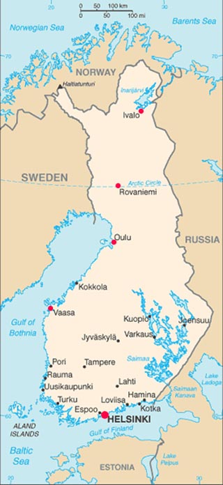 Finland Map With Latitude