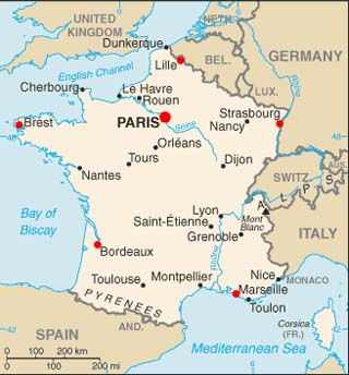 France latitude and longitude map