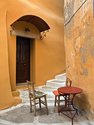 Sidewalk Table Setting, Chania, Crete, Greece