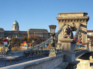 Chain Bridge and Royal Palace on Castle Hill, Budapest, Hungary