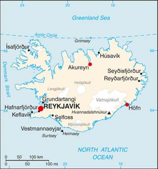 Iceland latitude and longitude map
