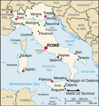 Italy latitude and longitude map