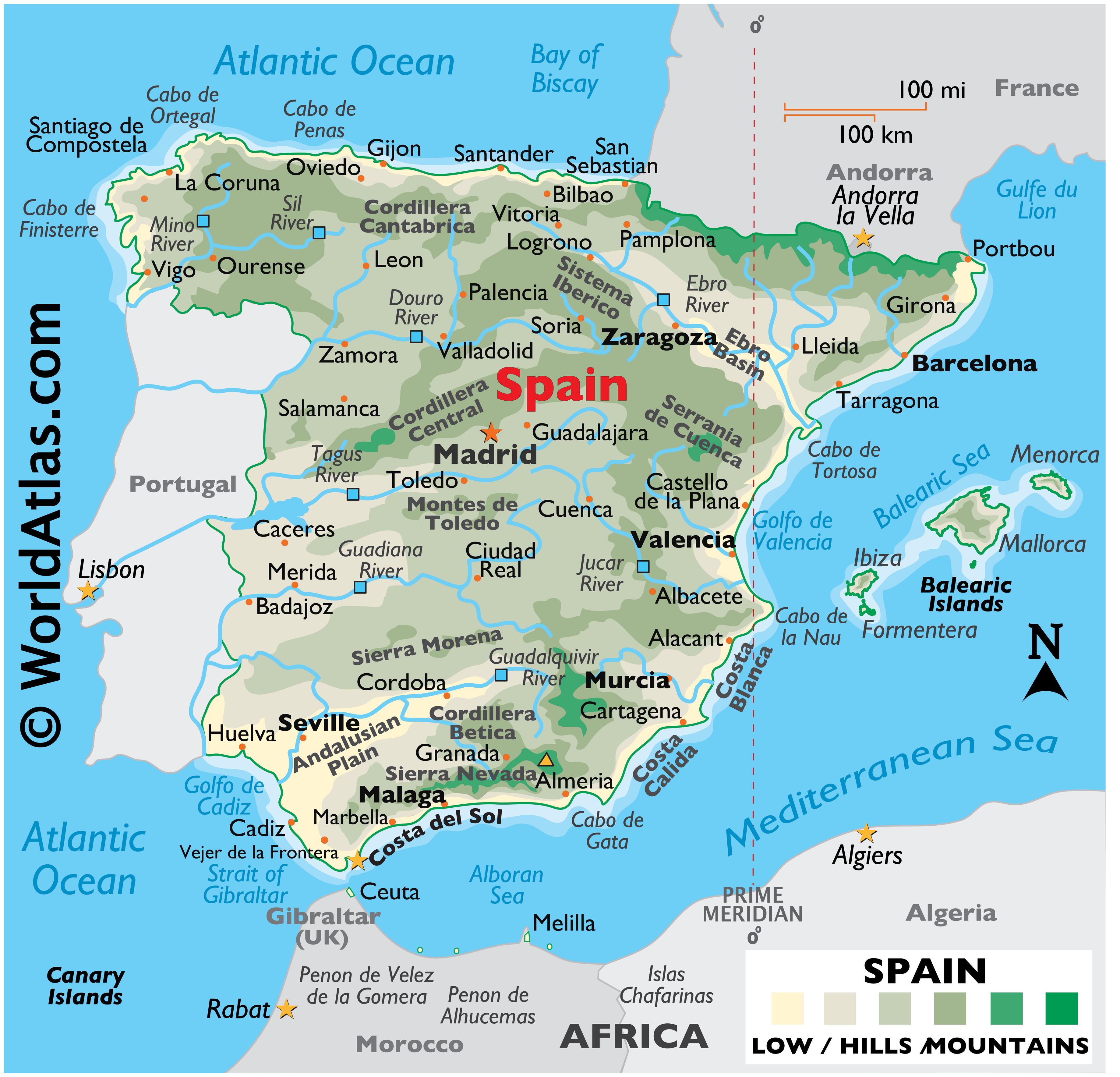 Spain Zip Line Map