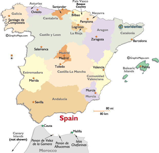 spain map regions