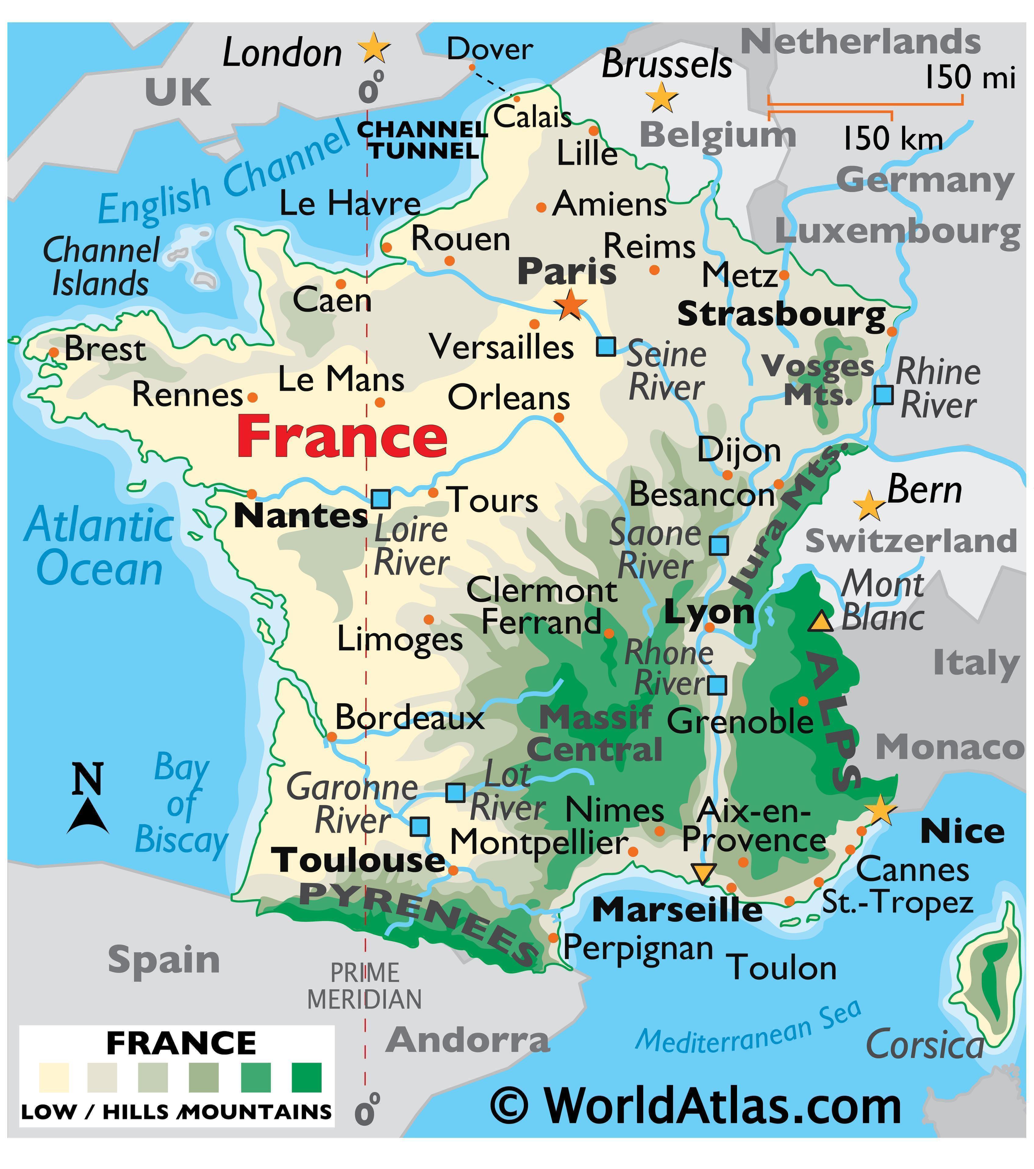 detailed map of france with cities. Clear France Map