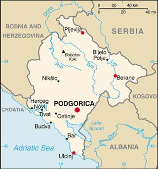 Montenegro latitude and longitude map