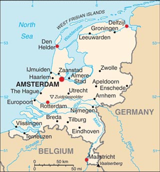 Netherlands latitude and longitude map