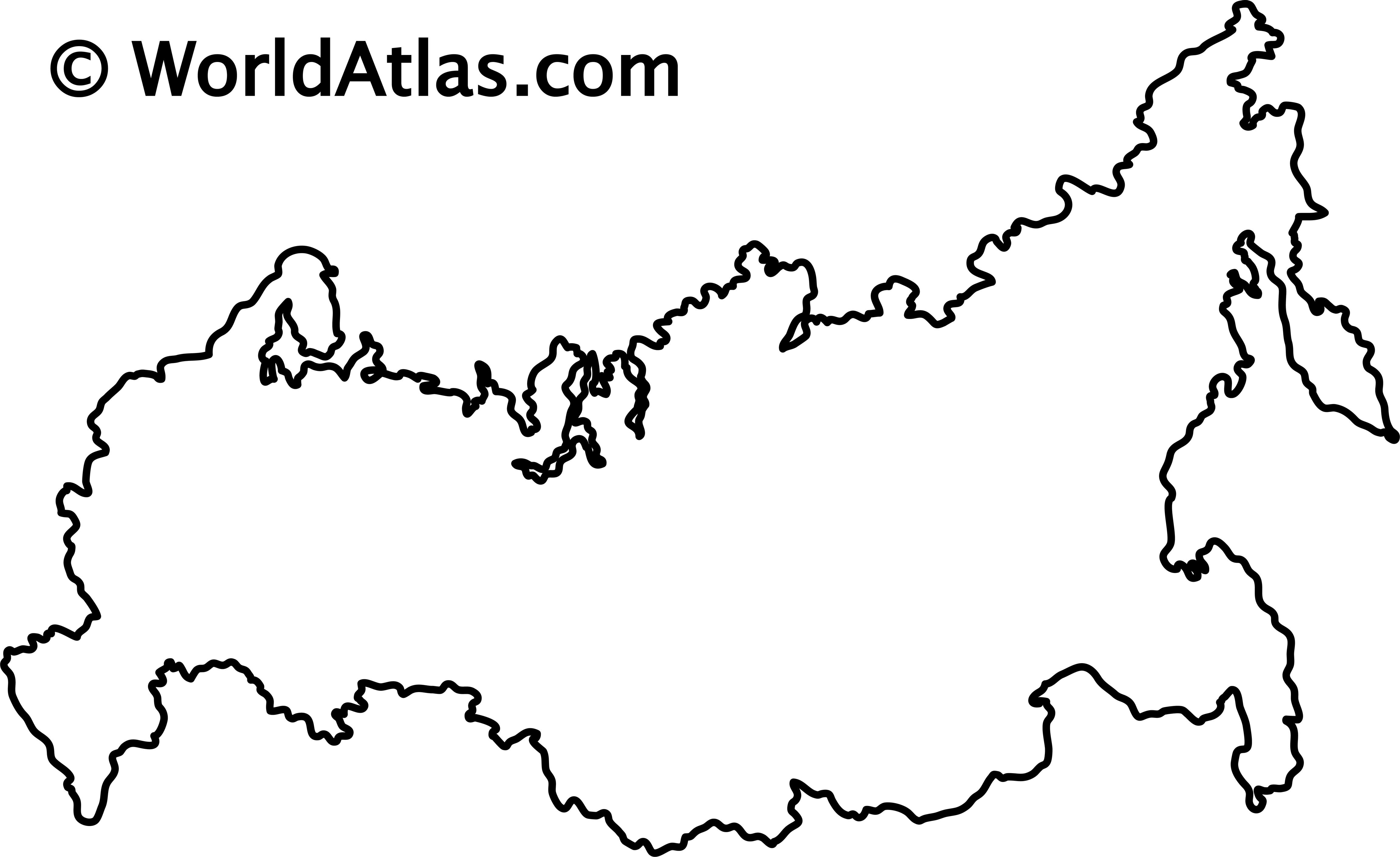 Russia Russian Federation Outline Map