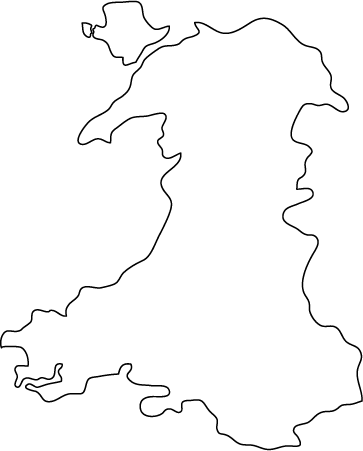 Outline World  on Wales Outline Map