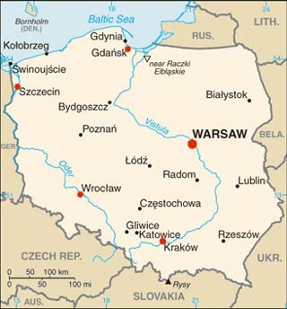 Poland latitude and longitude map